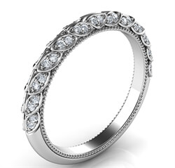 Picture of Matching wedding band with leaves set with diamonds
