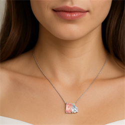 Picture of Toi Et Moi-You and Me- anniversary pedant, canary Baby Pink lab Emerald diamond is included in the price, add a pear diamond